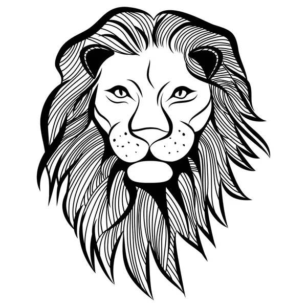 León cabeza vector animal ilustración para camiseta. Dibujo tatuaje diseño . — Archivo Imágenes Vectoriales