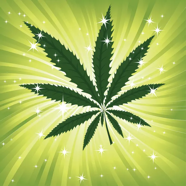 Tapet med gröna bladen av cannabis — Stock vektor
