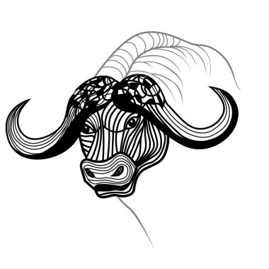 Buffalo bull head vector animal illustration for t-shirt. clipart