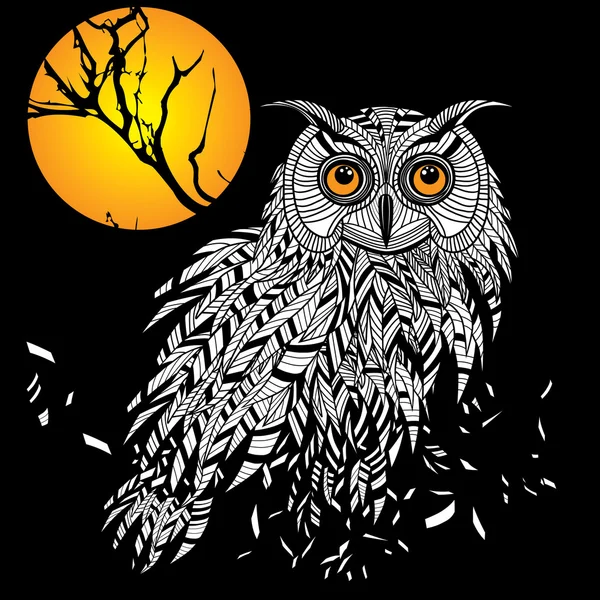Tête d'oiseau hibou comme symbole d'Halloween pour la mascotte ou la conception de l'emblème, un tel logo . — Image vectorielle