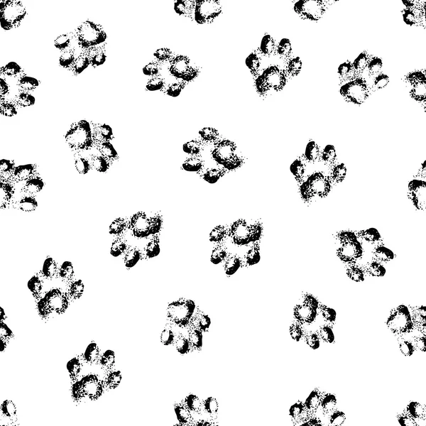 Paw grunge jalanjälki koiran tai kissan saumaton kuvio tausta — vektorikuva