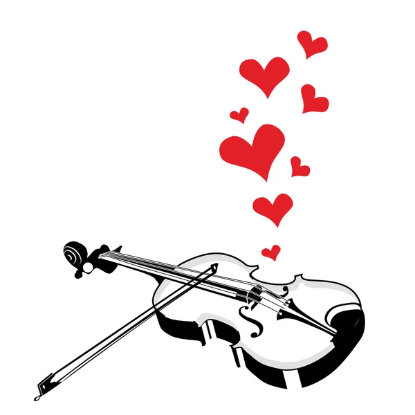 Coeur amour musique violon jouer une chanson — Image vectorielle