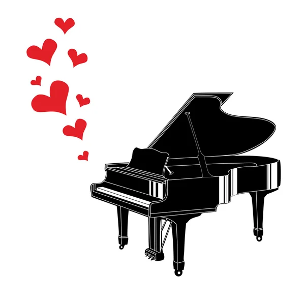 Szív szerelem zene zongorára — Stock Vector