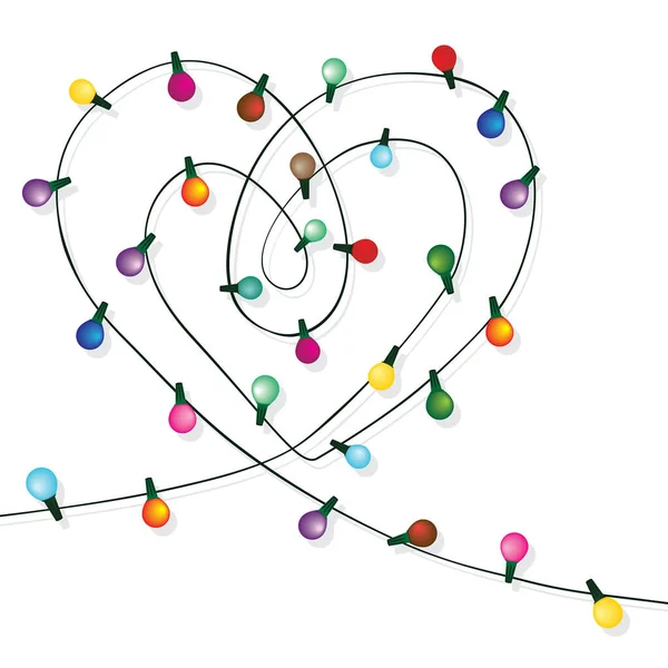 Srdce Lásku Žárovka Svatební Vektor Den Svatého Valentýna Nebo Vánoční — Stockový vektor