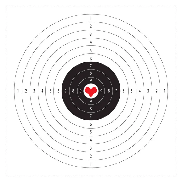 目标心脏爱情矢量与数字的射击场 靶子在射击场图上带有刻有靶心的圆形靶子 用于练习射击 — 图库矢量图片
