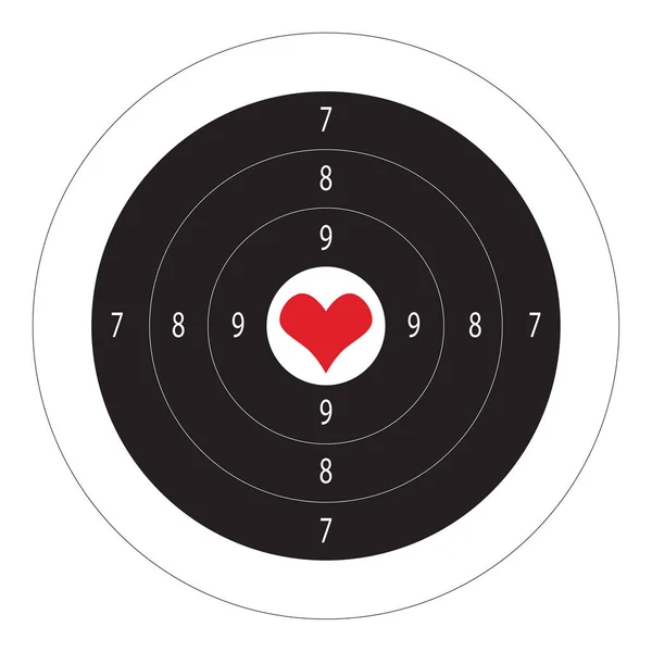 目标心脏爱情矢量与数字的射击场 靶子在射击场图上带有刻有靶心的圆形靶子 用于练习射击 — 图库矢量图片