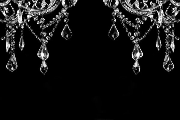 Luxury crystal strass lamp white over black background