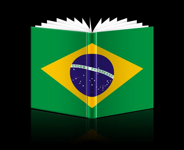 Libro aperto - bandiera brasiliana — Foto Stock