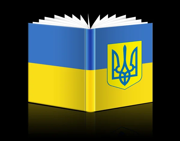 Åpen bok - Ukrainas flagg – stockfoto