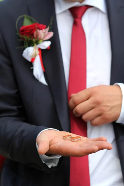 Anillo de boda en la mano — Foto de Stock