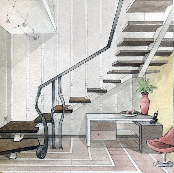 Drawing room to the building project — Stock Photo, Image