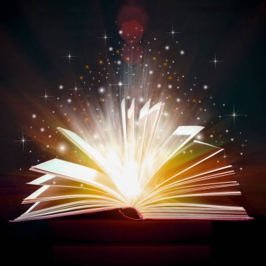 Sihirli ışıkları açık kitap Magic arka plan, 