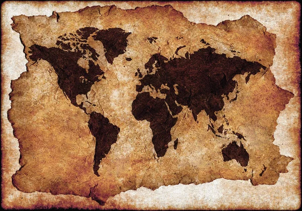 Stara Mapa Świata Papier Vintage Tekstury Tła — Zdjęcie stockowe