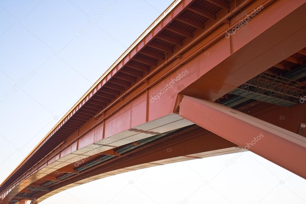 Under red bridge construction