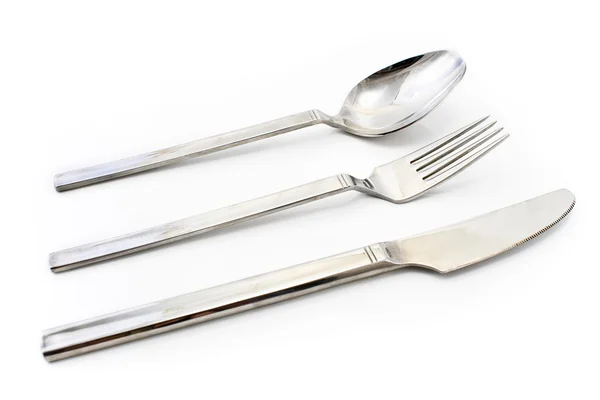Bestek instellen met mes, vork en lepel — Stockfoto