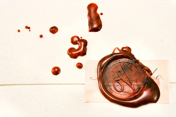 Wax seal on a letter — Stok fotoğraf