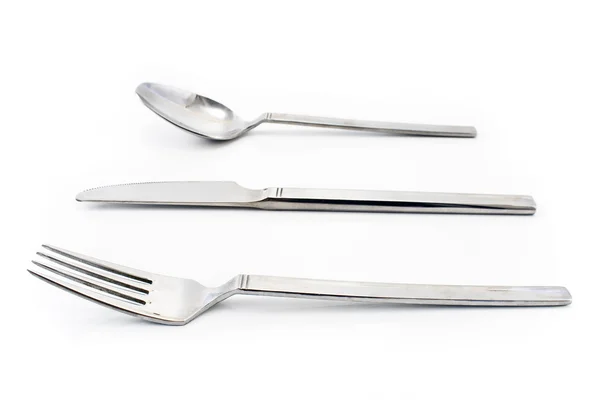Talheres conjunto com garfo, faca e colher — Fotografia de Stock