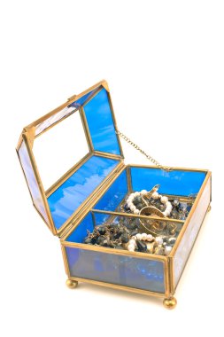 Blue glass jewelry box clipart