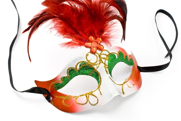 Carnival mask with feathers and diamond — Stock Photo, Image