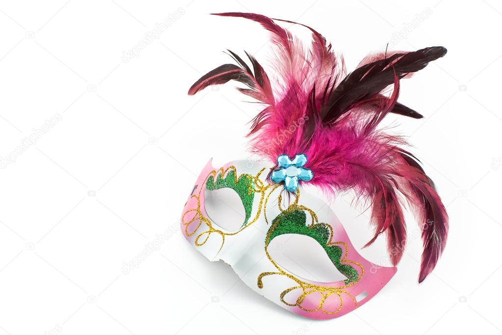 Carnival mask with feathers and diamon