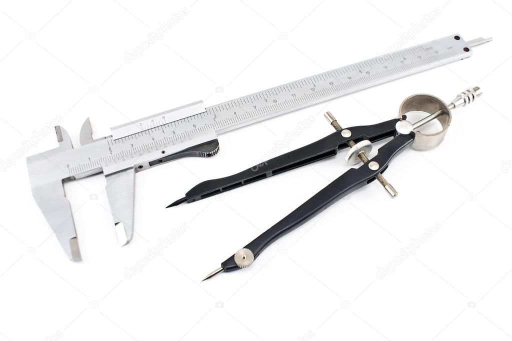 Precision tools - caliper and drawing compass
