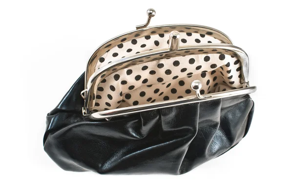 Empty open black purse — Stock Photo, Image