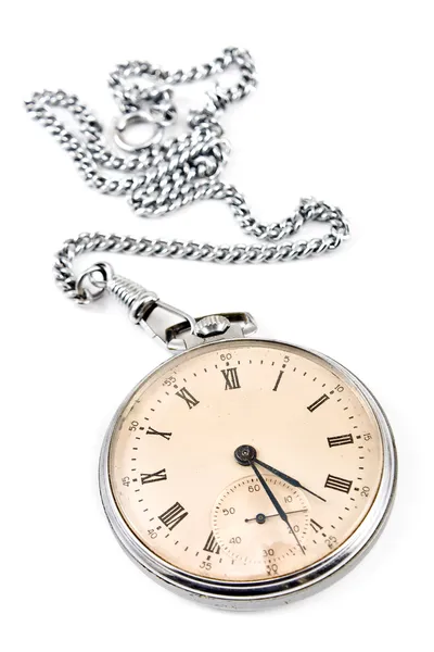Reloj de bolsillo viejo con cadena — Foto de Stock