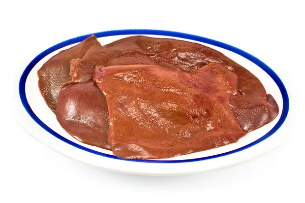 Raw pork liver in plate — Stock Photo, Image