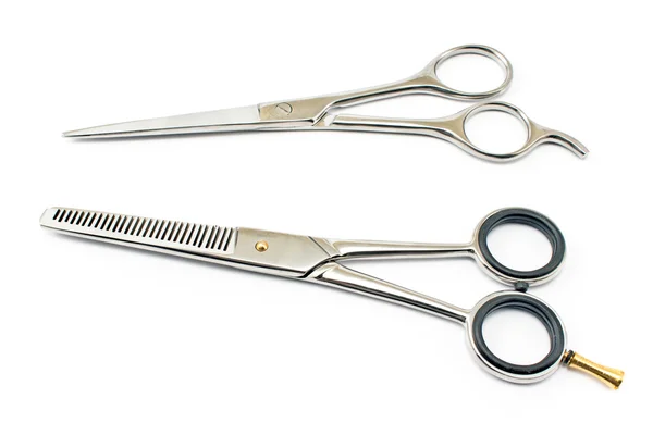 Duas tesouras de corte de cabelo profissional — Fotografia de Stock