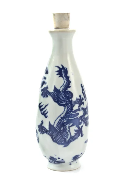 Chinês azul e branco panela de porcelana — Fotografia de Stock