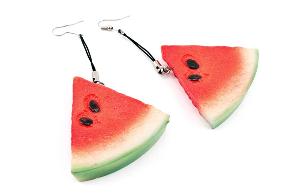 Earrings in a form of watermelon — Stock Photo, Image