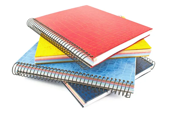 Stack of colorful spiral notebooks — Stock Photo, Image