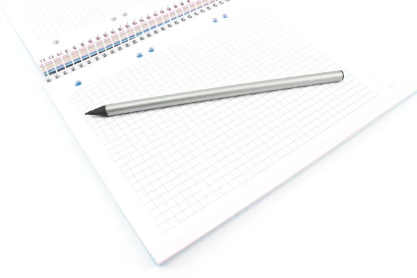 Trä blyertspenna på spiral notebook — Stockfoto