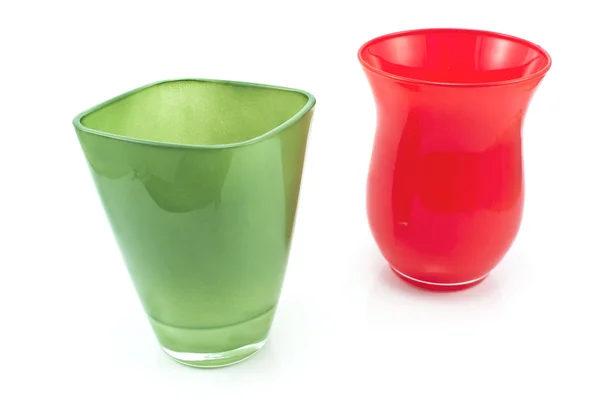 红色和绿色玻璃花瓶 — 图库照片