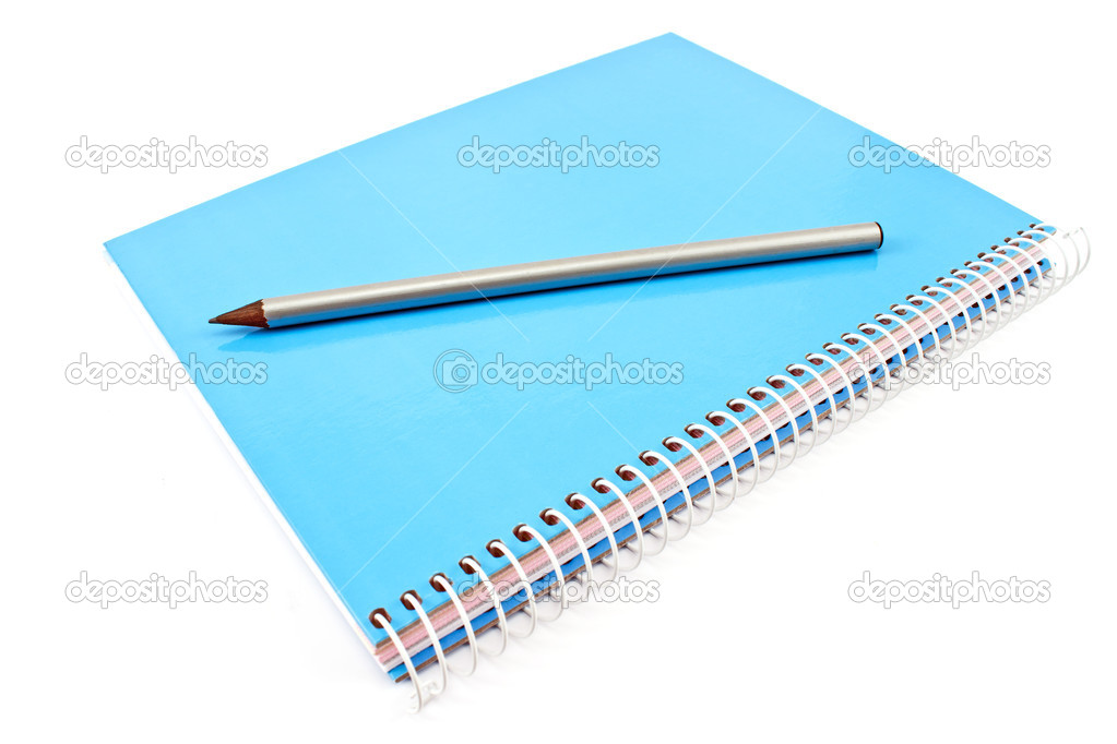 wooden pencil onblue spiral notebook |图库照片08gavran333