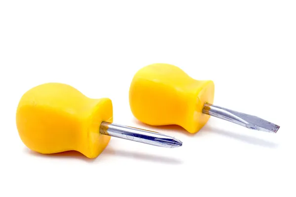 Two yellow short screwdrivers — Stock Photo, Image