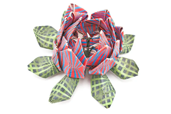 Origami lotosu kolorowy na białym tle — Zdjęcie stockowe