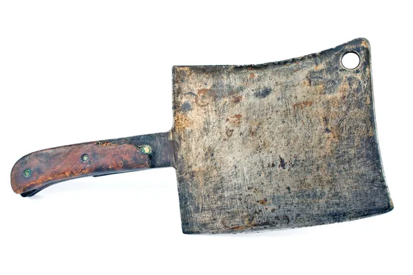 Vieja cuchilla de carne oxidada aislada en blanco — Foto de Stock