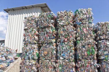 yığın plastik şişe geri dönüşüm için hazır