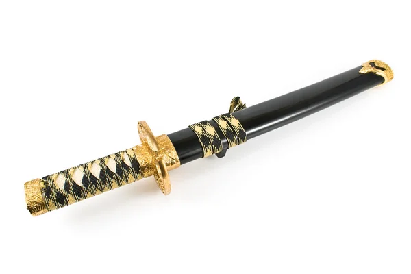 Giapponese samurai katana spada isolato su bianco — Foto Stock