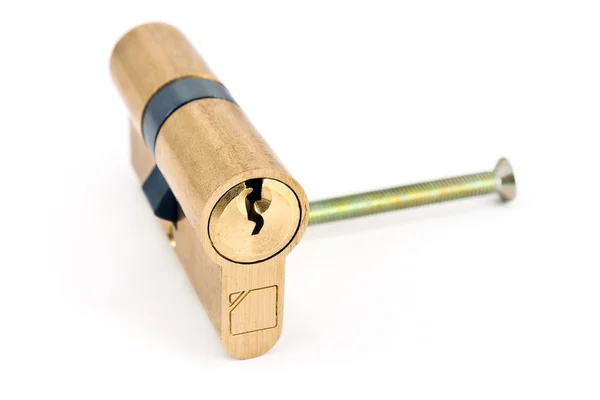 Brass cartridge cylinder isolated on white — Stock Photo, Image