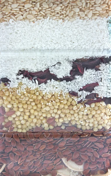 Camadas de fundo de várias sementes — Fotografia de Stock