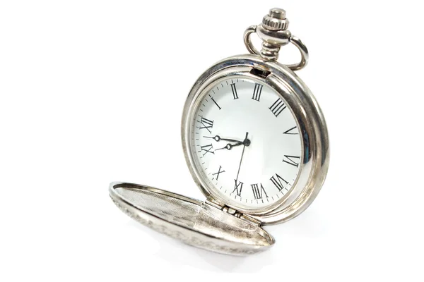 Reloj de bolsillo viejo aislado en blanco — Foto de Stock