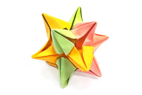 Papier kleurrijke origami ster geïsoleerd op wit — Stockfoto