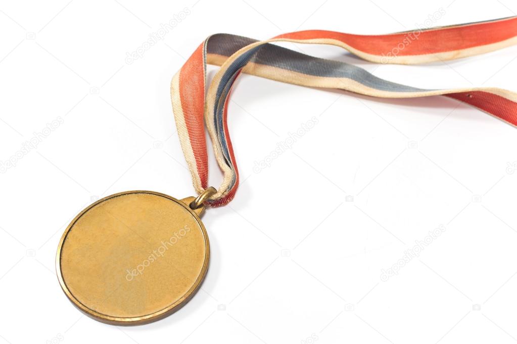 Vintage gold sport medal on white
