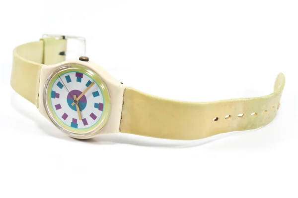 Zegarek na rękę z tworzyw sztucznych na białym tle — Zdjęcie stockowe