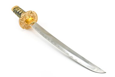 Japon samuray katana kılıcı beyaz izole