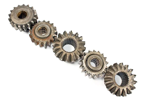 Old metal cogs isolated on white — Stock Photo, Image