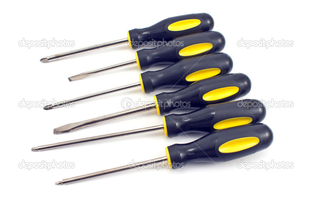 Set of screwdriver isolated on white