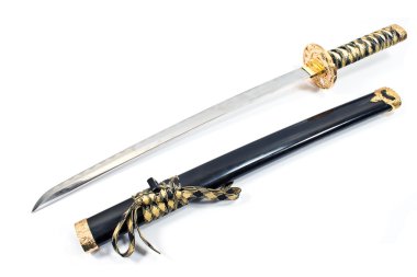 Japon samuray katana kılıcı beyaz izole